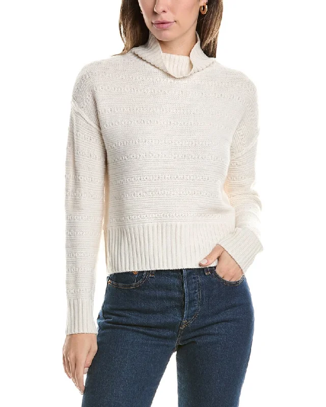 Oversized Patterned Cashmere SweatersForte Cashmere Crop Textured Cashmere Sweater