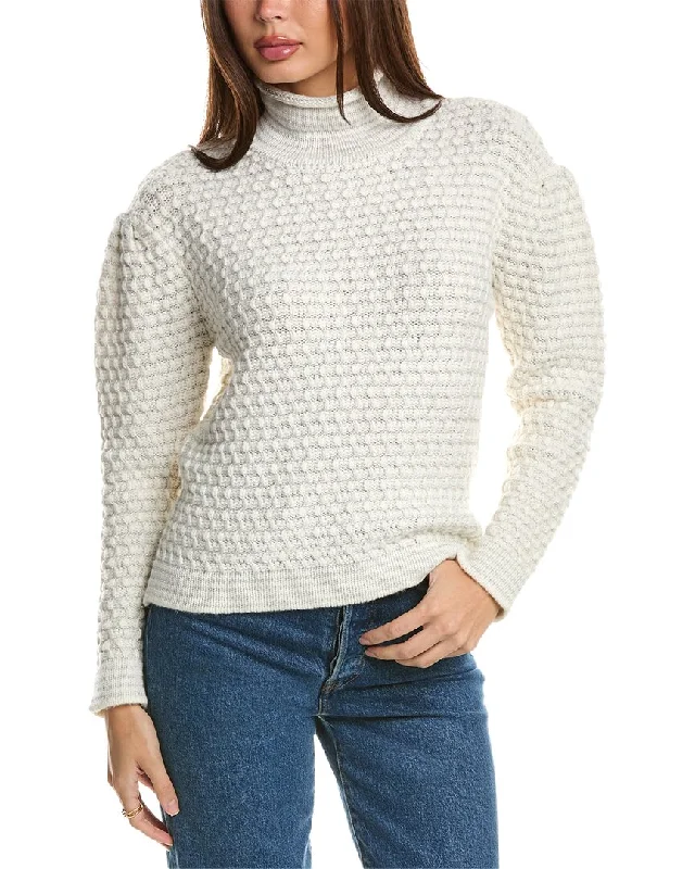 Women's SweatersForte Cashmere Lurex Textured Funnel Wool & Cashmere-Blend Sweater