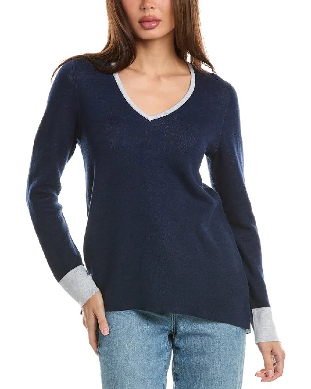 Thick SweatersForte Cashmere Reversible High-Low V-Neck Cashmere-Blend Sweater