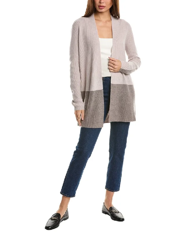 Chunky SweatersForte Cashmere Rib Colorblocked Cashmere Cardigan