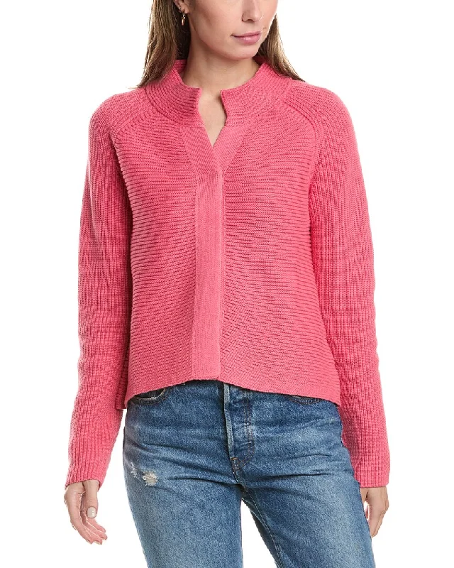 Wholesale Chunky SweatersForte Cashmere Rib Mock Cardigan