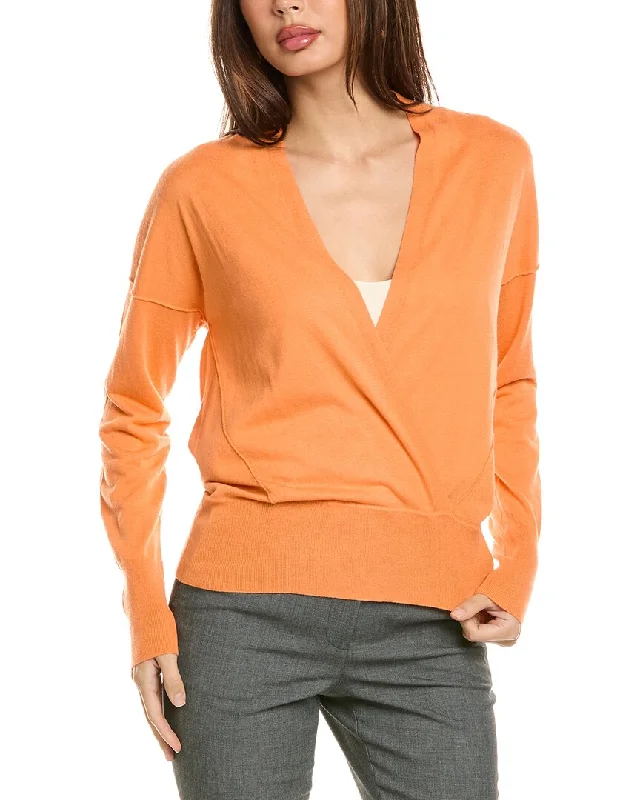 Quick-Dry Soft Knitted SweatersForte Cashmere Surplice Cashmere-Blend Pullover