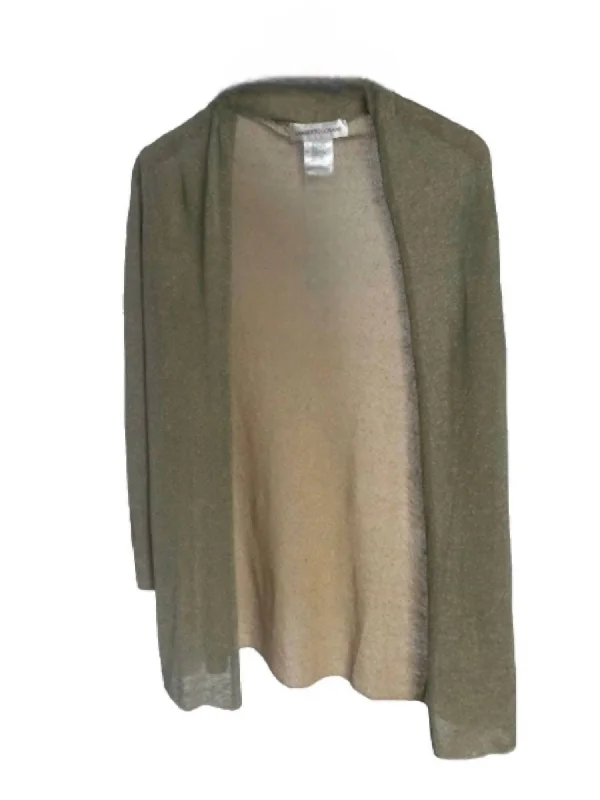 Comfortable SweatersLong Sleeve Open Cardigan In Wood Sage+Gold