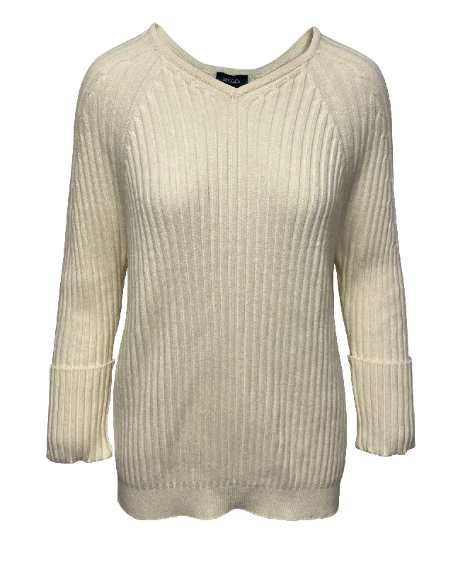 Hooded Cashmere SweatersMax & Co Knit Sweater in Cream Viscose