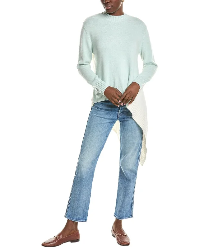 Elegant SweatersNAADAM Asymmetrical Colorblocked Crewneck Wool & Cashmere-Blend Sweater