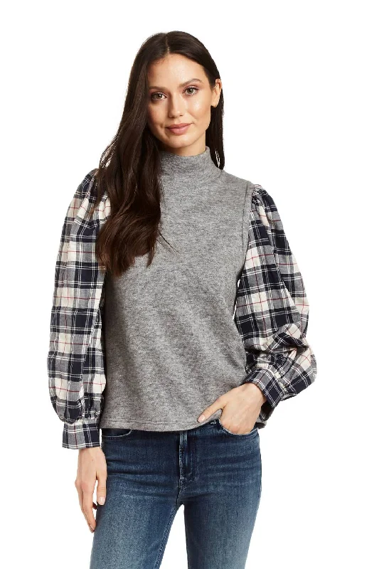 Cozy Embellished SweatersShelley Top In Heather Grey