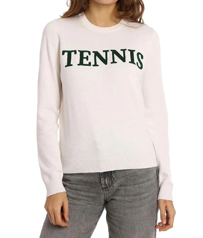 Designer Funky Hooded SweatersSport Crew Neck Sweater In Tennis White