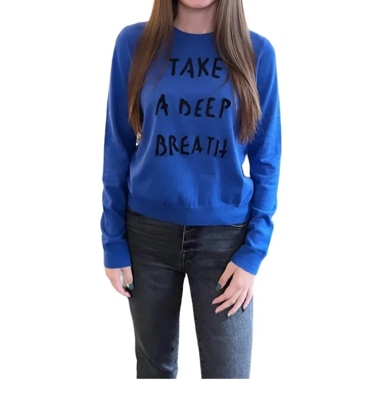 Fashionable Luxurious Chunky SweatersTake A Deep Breath Sweater In Blue