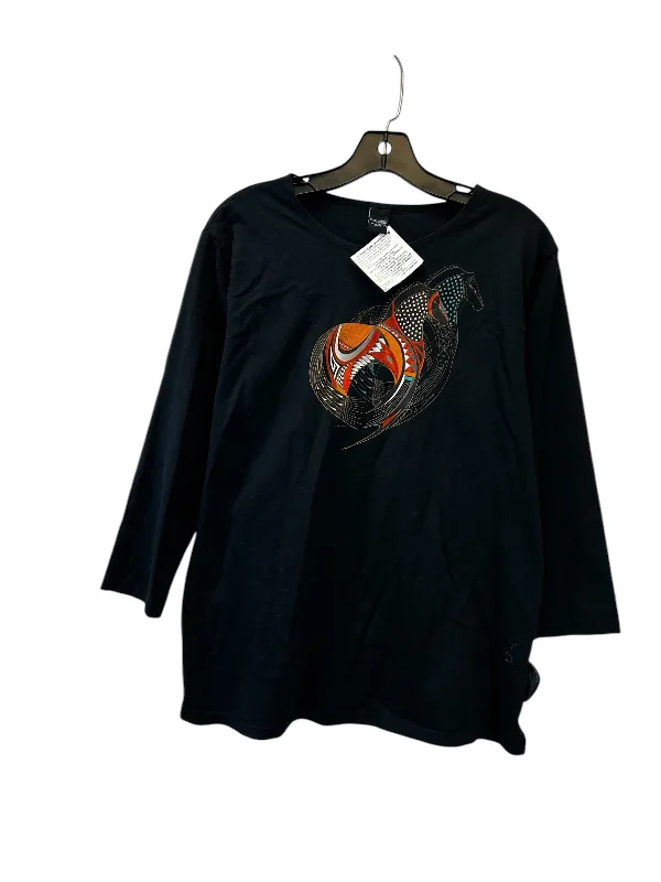 women's tops with built-in brasTop Short Sleeve Basic By Sabaku In Black & Orange, Size: S