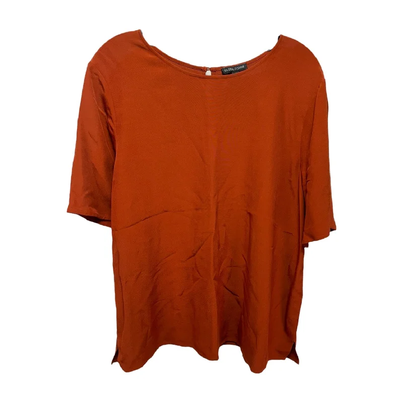 women's tops for glamorous eveningsTop Short Sleeve By Eileen Fisher In Orange, Size: L