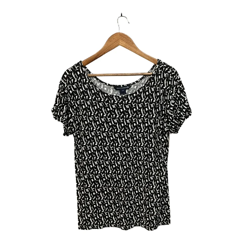 silk women's topsTop Short Sleeve By French Connection In Black & White, Size: M