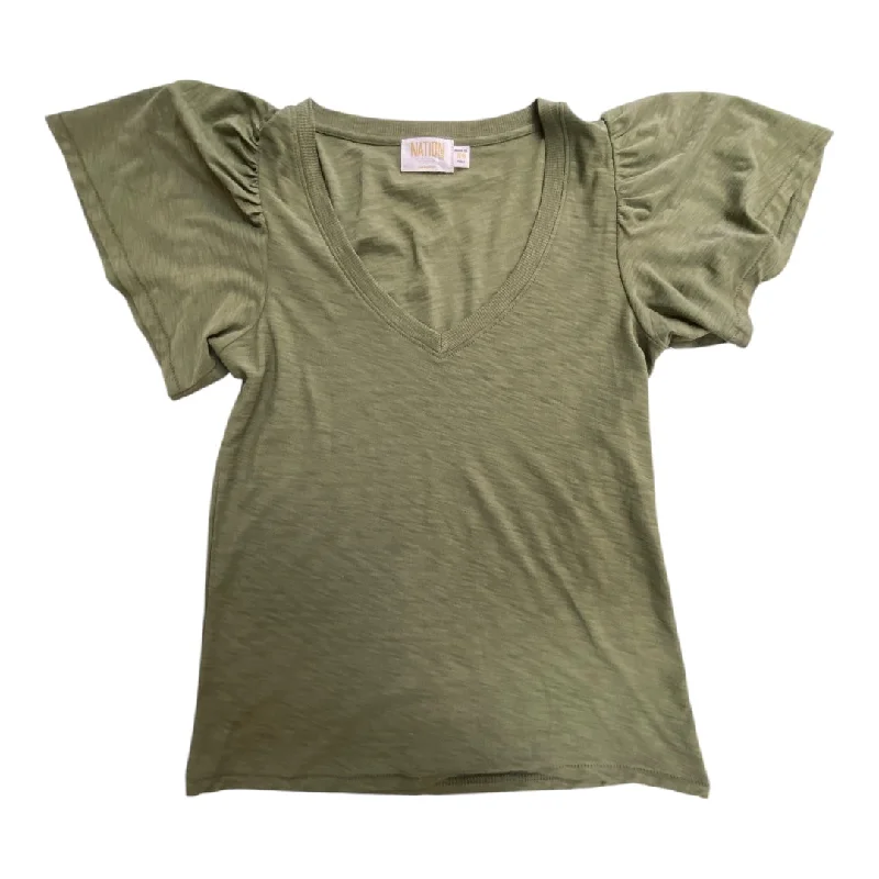 women's tops for summer festivalsTop Short Sleeve By Nation In Green, Size: Xs