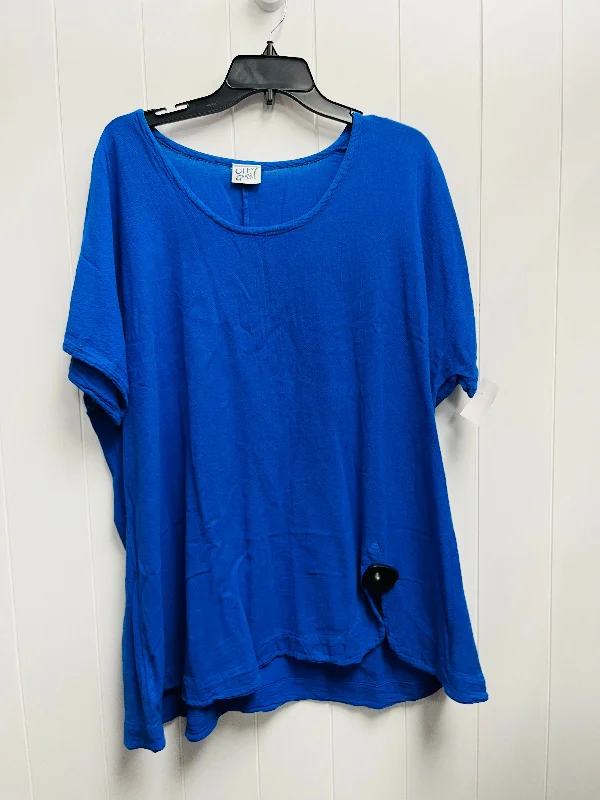 women's tops with cinched waistsTop Short Sleeve By Oh My Gauze In Blue, Size: 3x