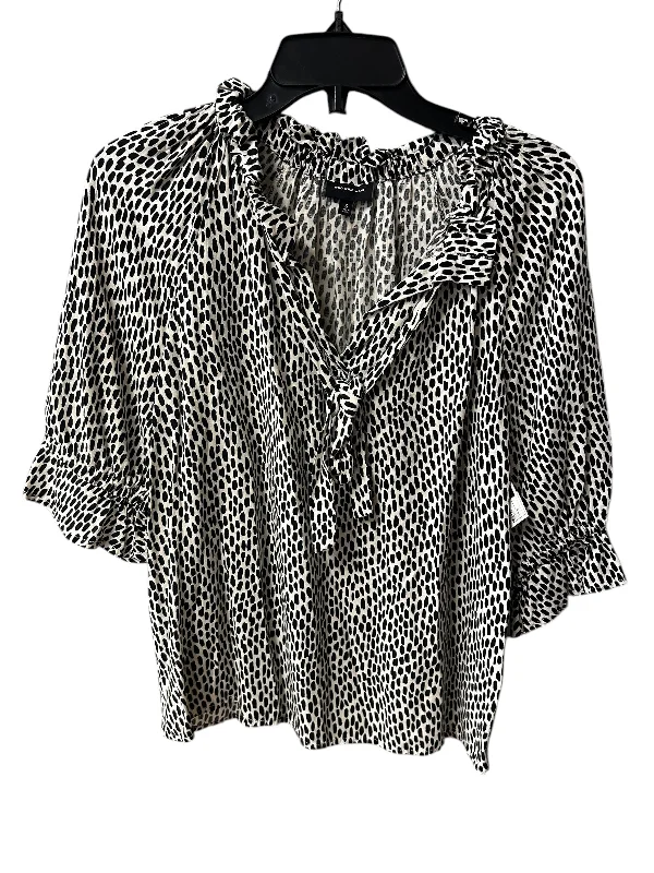 women's tops with geometric patternsTop Short Sleeve By Who What Wear In Black, Size: S