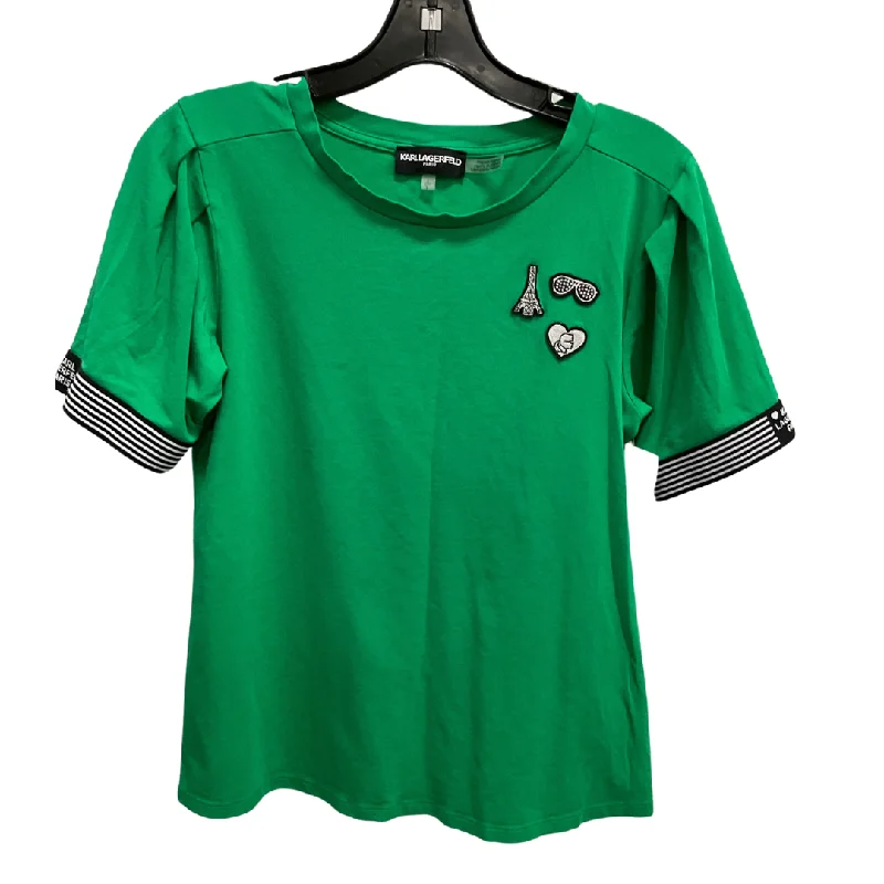 chic women's tops for everyday wearTop Short Sleeve Designer By Karl Lagerfeld In Green, Size: Sp